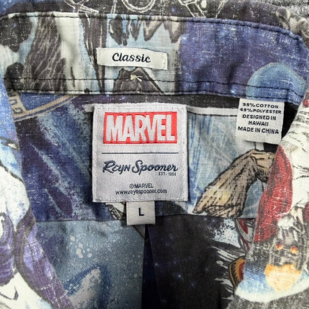 Reyn Spooner Marvel Guardians of the Galaxy Shirt Mens Large Blue Classic Fit - Picture 6 of 13